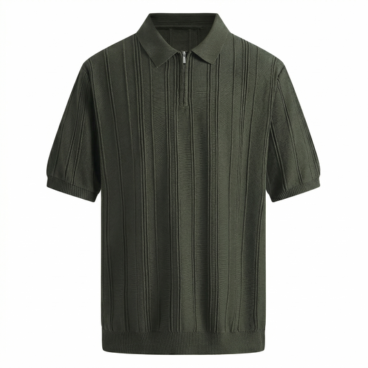 ジップアップニットポロ
