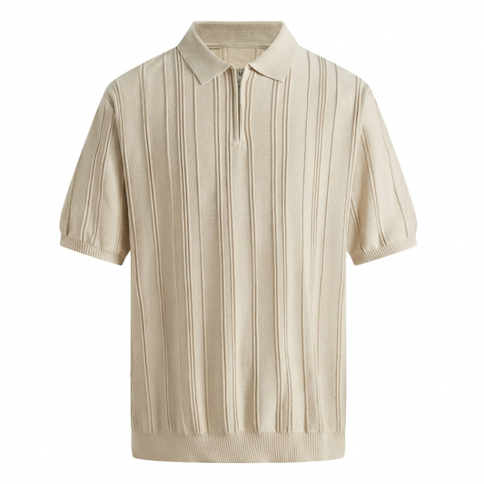 ジップアップニットポロ